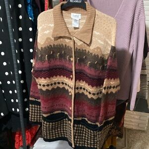 Vintage Tabi International Woolmark Equestrian Theme Cardigan Pockets